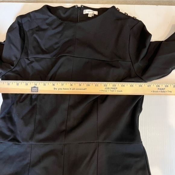 Tyler Boe Womens Sheath Dress Black Stretch Scoop Neck Back Zip Buttons M - Picture 9 of 12